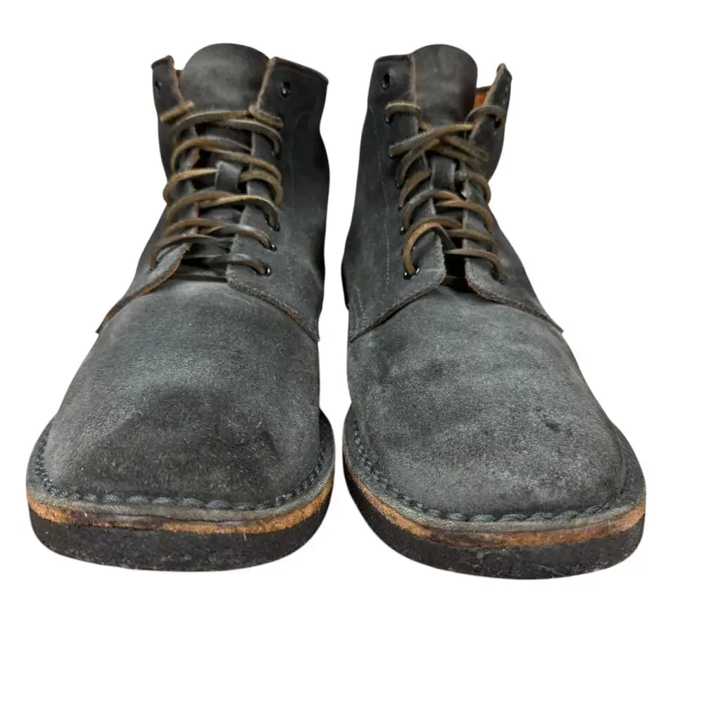 Frye Mens 13 Suede Lace Up Boots Dark Grey Charcoal Ankle Work Heritage D